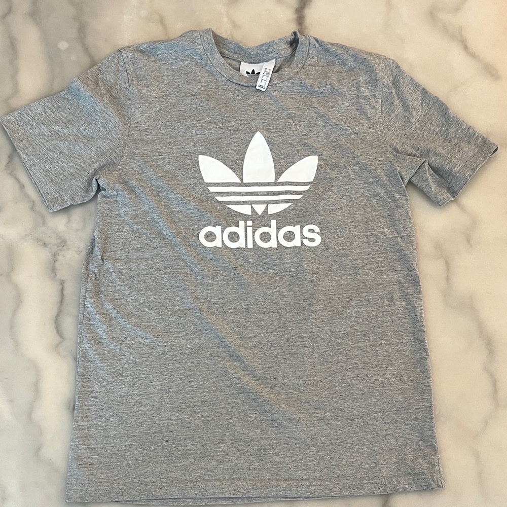 Adidas Men's Gray Logo Tee - Picture 1 of 3